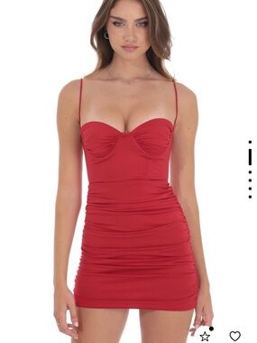 Lucy in the Sky Red Ruched Spaghetti-Strap Mini Dress